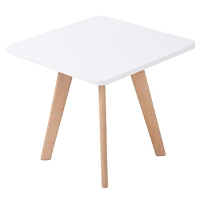 Abbildung von CLP Beistelltisch Almeria Eckig I Beine Aus Buchenholz Im Skandi Look Kleiner Couchtisch, Farbe:weiß, Gestell Farbe:Natur (eckig)