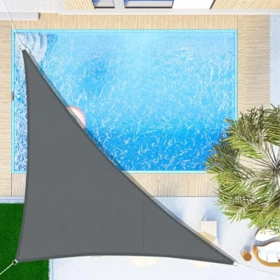 Abbildung von SUNNY GUARD Sonnensegel Wasserdicht 3.5x3.5x4.9m Dreieckig Sonnenschutz Wetterschutz Segel Baldachin UV Schutz für Balkon Terrasse Garten, Grau Anthrazit