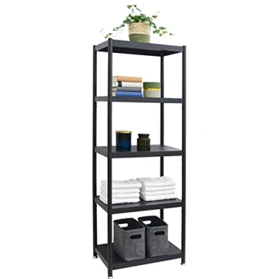 Abbildung von shelfr Regal Industrial Design Metallregal 61x41x170 cm Schwarz, Standregal mit 5 Ebenen