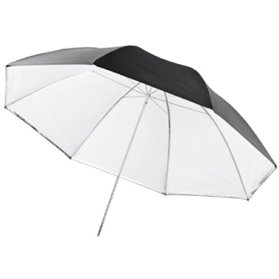 Abbildung von Walimex pro 2in1 Reflex Durchlichtschirm weiß 109 cm Reflexschirm und in einem, ideal für Porträtfotografie Ausleuchtung großer Flächen