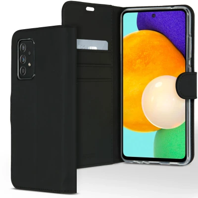 Abbildung von Samsung Galaxy A52 (5G) Hülle Kunstleder Accezz Klapphülle Handyhülle Schwarz