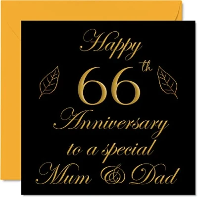 Abbildung von Stuff4 Hochzeitskarte zum 66. Jahrestag für Vater, Mutter, Eltern Special Mum &amp; Dad Happy 66 Hochzeitstag Karten von Sohn Tochter Familie, 145 mm x Grußkarten sechzig Jahrestage