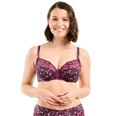 Abbildung von Sans Complexe Damen Amelie Print 70AAG76 BH, Durchsichtig, Blumendruck, Rot/Violett, 80E