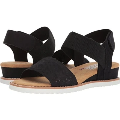 Abbildung von Skechers Damen Desert Kiss Stretch Viertelriemen Sandalen flach, Schwarz/Schwarz, 39 EU Weit