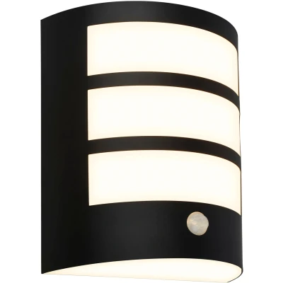 Abbildung von BRILONER LED Wandleuchte ohne Stromanschluss mit Bewegungsmelder, Dämmerungssensor, 20 sek. Timer, Wandlampe Akku, Wandbeleuchtung außen, Außenleuchte, 18x15x7 cm, Schwarz