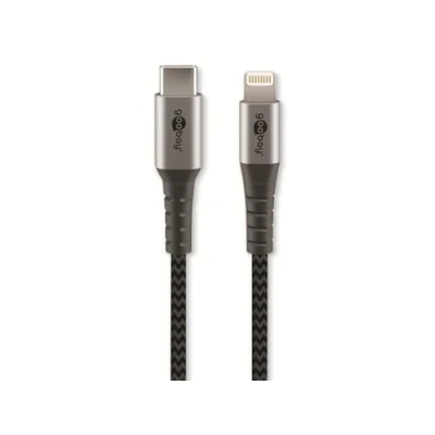 Abbildung von Goobay 49272 Lightning auf USB C Schnellladekabel / MFi Apple Ladekabel Kabel 480 Mbits iPhone Extrem robustes Textilkabel iPad Grau 2m