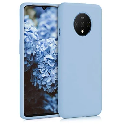 Abbildung von kwmobile Hülle kompatibel mit OnePlus 7T Silikon Handy Case Handyhülle weiche Oberfläche kabelloses Laden Hellblau matt