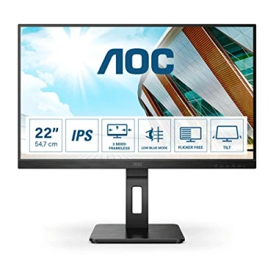 Abbildung von AOC 22P2DU 22 Zoll FHD Monitor, höhenverstellbar (1920x1080, 75 Hz, VGA, DVI, HDMI, USB Hub) schwarz