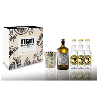 Abbildung von Monkey 47 Gin Tonic Set/Geschenkset Schwarzwald Dry 500ml (47% Vol) + 3x Thomas Henry Water 200ml Tonkrug mit Verpackung Inkl. Pfand MEHRWEG