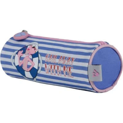 Abbildung von DOHE Rundes Schulmäppchen Reißverschluss, offiziell lizenziert, strapazierfähiges Polyester, 21x7,5x7,5 cm, Schulmaterial Pink Panther Sailing