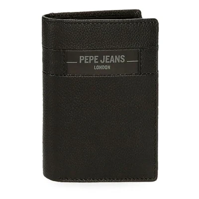 Abbildung von Pepe Jeans Checkbox Vertikale Geldbörse mit Schwarz 8,5 x 11,5 1 cm Leder, Schwarz, Talla única,
