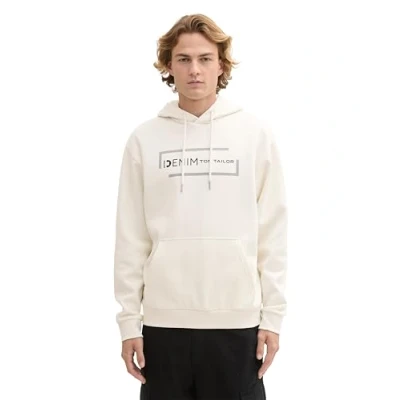 Abbildung von TOM Tailor Denim MIT Print Kapuzenpullover, Herren, Größe: Large, Wool white