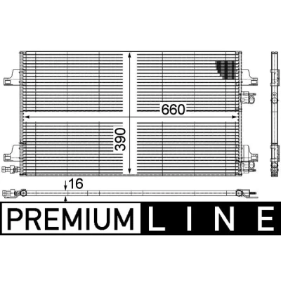 Abbildung von MAHLE ORIGINAL AC 366 000P Klimakondensator mit Druckschalter, ohne Trockner 660mm RENAULT: LAGUNA 2 Grandtour, Vel Satis Schrägheck,