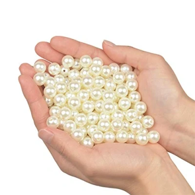 Abbildung von Perlen zum auffädeln lose für armbänder 180 Stück poliert Christmas decoration/Vase Füllstoffe/DIY Schmuck Halsketten/Kleidung Dekoration/Hochzeit/Geburtstag Party (Elfenbein 12mm)