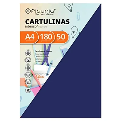 Abbildung von Pack 50 Cartulinas Color Azul Oscuro Tamaño A4 180g