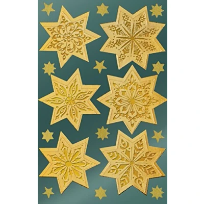 Abbildung von AVERY Zweckform 36 Aufkleber Weihnachten Sterne gold (Made in Germany, Weihnachtssticker Glanzpapier, selbstklebende Weihnachtdeko für Karten, Geschenke, Tüten) 2 Bogen/je 18 Sternsticker, 52808