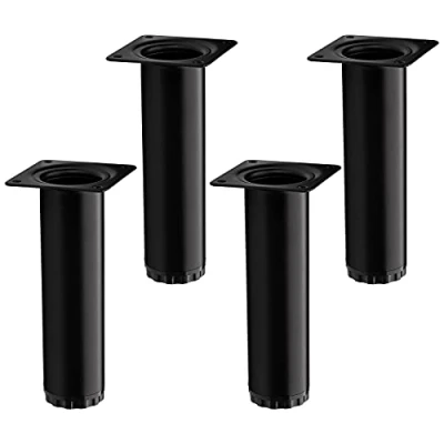 Abbildung von SO TECH® Möbelfuß 4 Stück BRAVO Höhe 150 mm (10 mm) Ø 40 schwarz matt, höhenverstellbar, aus Stahl, belastbar bis 50 kg pro Stützfuß
