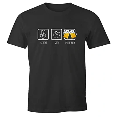 Abbildung von MoonWorks Print Shirt Herren T Schere, Stein, paar Bier lustiges Trink Saufen Party Moonworks® mit