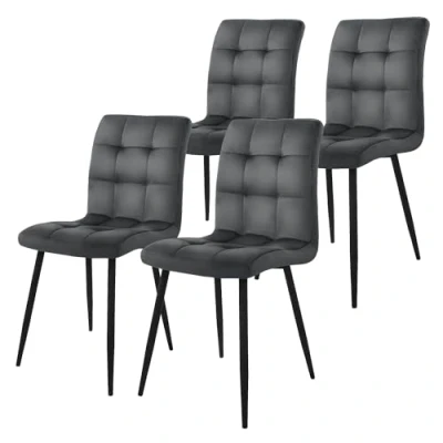 Abbildung von ML DESIGN Stuhl Esszimmerstuhl mit Rückenlehne, Polsterstuhl Metallbeine (4 St), Ergonomischer Stuhl, Anthrazit, Samtbezug Wohnzimmerstuhl Küchenstuhl