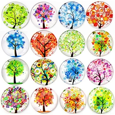 Abbildung von DUOUPA 16 Stück Set Kühlschrankmagnete Baum Muster Magnete Fuer Kuehlschrank 3D Bunt aus Glas für Whiteboards, Pinnwand, Büro Schränke