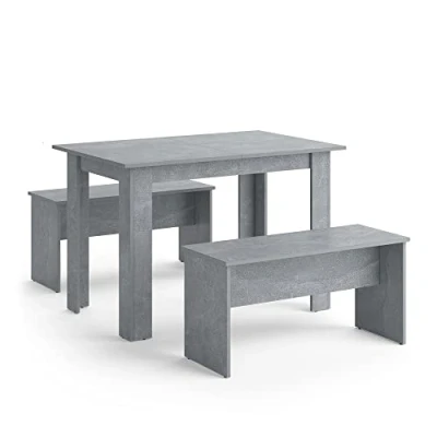Abbildung von Vicco Esstisch Set Sentio, Beton, 110 x 70 cm mit 2 Bänken