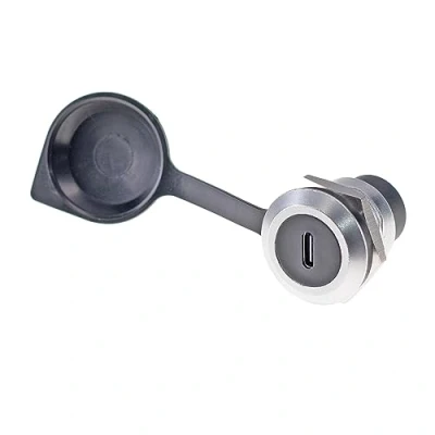 Abbildung von HangTon Panel Mount USB C Type Coupler Waterproof Circular Connector, Inline Cable Chassis Socket Female to Extension, IP65 Bulkhead Pass Through