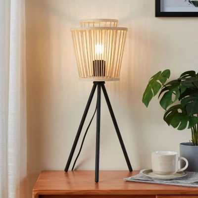 Abbildung von Tischleuchte Hykeham, Höhe 57 cm, natur/schwarz, Bambus