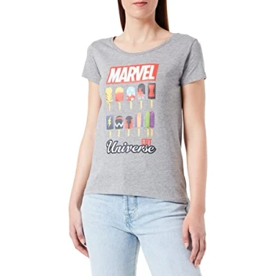 Abbildung von Marvel Damen womarcots032 T Shirt, Grau meliert, M