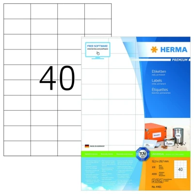 Abbildung von HERMA Etiketten 4461 weiß 52,5 x 29,7 mm