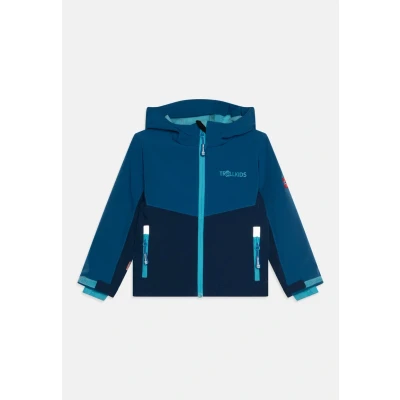 Abbildung von Trollkids Kristiansand Unisex Softshelljacke für Kinder, Größe: 176, Alpine blue/dark indigo/pool blue