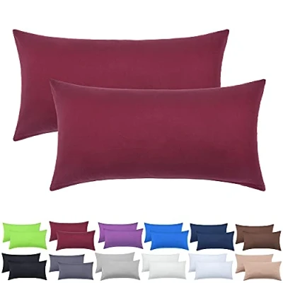Abbildung von NatureMark 2er Pack Jersey Kissenbezug Kissenhülle Kissenbezüge Seitenschläferkissen Nackenkissen viele Größen und Farben ÖKO TEX (40 x 60 cm (Nackenkissen geeignet), Bordeaux rot)