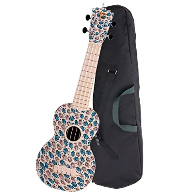 Abbildung von Classic Cantabile BeachBuddy &quot;Sunny Zoo&quot; Sopran Ukulele aus ABS Material (Uke, Hawaii Gitarre, PVC Kunststoff, 12 Bünde, Bünde leichtgängige Gitarren Mechaniken, Outdoor &amp; Strand tauglich)