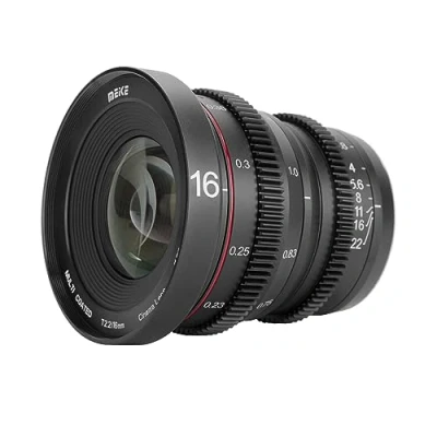 Abbildung von MEKE 16 mm T2.2 große Blende manueller Fokus Prime Low Distortion 4K Mini Cine Objektiv für Micro Four Thirds M4/3 MFT kompatibel mit Olympus/Panasonic Lumix Kameras und BMPCC Zcam E2 GH5 GH6 GH7