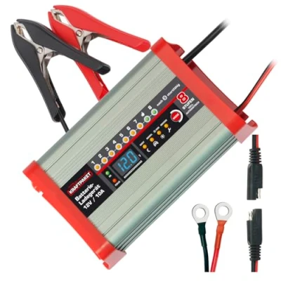 Abbildung von Dino KRAFTPAKET 10A 12V Batterieladegerät intelligentes und automatisches für Blei Säure, GEL, EFB, AGM Batterie KFZ Ladegerät Auto, Wohnmobil Camper Wohnwagen, Boot