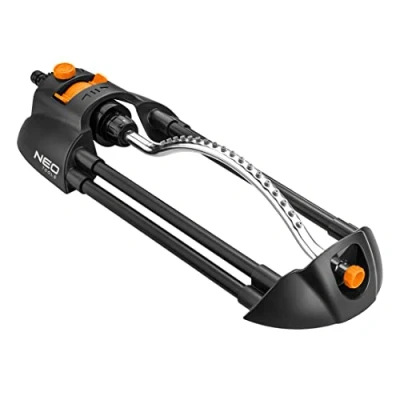 Abbildung von NEO TOOLS Rasensprenger bis 266 m2, Sprengbreite 19m x 14m, 18 Auslassdüsen Oszillationssprenger für den Garten Viereckregner mit Einstellbarer Strahlintensität Reinigungsnadel Enthalten