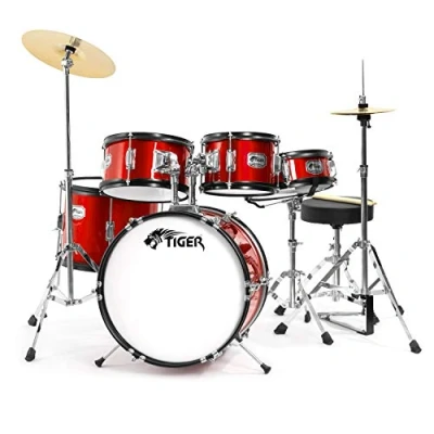Abbildung von Tiger JDS14 RD 5 teiliges Junior Drumset Rotes Kinder Drumset, für 3 10 Jahre