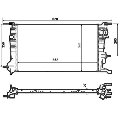 Abbildung von NRF 53964 Kühler, Motorkühlung Aluminium 652 378 26 Kühlrippen gelötet RENAULT: MEGANE 3 Schrägheck, Grandtour, Coupe