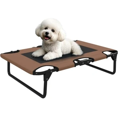 Abbildung von PawHut Erhöhtes Hundebett klappbar Haustierbett, Outdoor Hundeliege mit Netzdesign, Atmungsaktiv, für kleine und mittelgroße Hunde Kaffee Oxford 75 x 51 18 cm