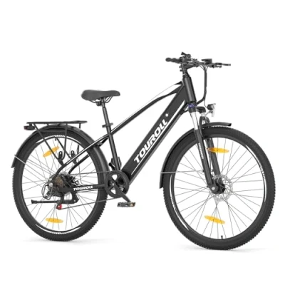 Abbildung von Touroll E Bike J1 Trekking (Wasserflasche oder Handschuhe schenken), 7 Gang Shimano, 100 km Reichweite, mechanische Scheibenbremse &amp; Bremse