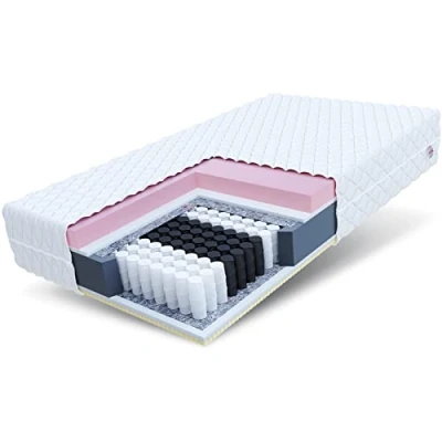 Abbildung von FDM HATI Matratze 90x200 cm Taschenfederkern Höhe 28 Härtegrad H2 H3 7 Liegezonen Öko Tex Allergikergeeignet Bezug Waschbar Visco Schaum Latex