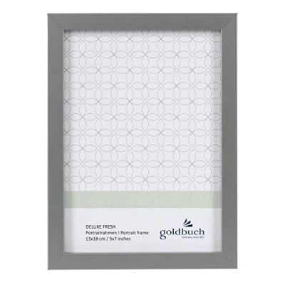 Abbildung von goldbuch Bilderrahmen Deluxe, Fotorahmen für Bild im 13x18 cm Format, Portraitrahmen mit Aufsteller, Einzelrahmen aus Kunststoff, Foto Rahmen, Frame Silber