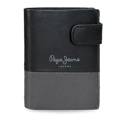 Abbildung von Pepe Jeans Doppelte Vertikale Geldbörse mit Klickverschluss, Schwarz, 8,5 x 10,5 1 cm Leder, Talla única, Klickverschluss