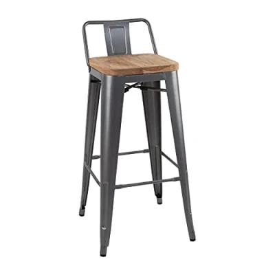Abbildung von Bolero Bistro Hochbarstuhl mit Holzsitz grau (4 Stück)