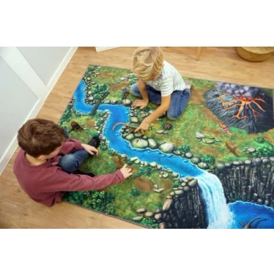 Abbildung von SkippiDoo Kinderteppich Spielteppich Dinoworld passt perfekt für Dinosaurier von Schleich®, Dino