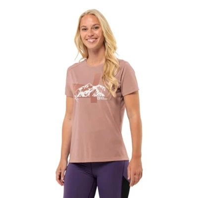 Abbildung von Jack Wolfskin Vonnan SS Graphic Sport Tshirt, Damen, Größe: Small, Rose dawn
