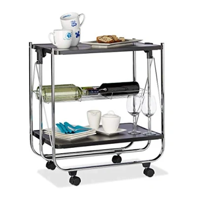 Abbildung von relaxdays Tablett Serviertablett klappbar, Stahl, Schwarz
