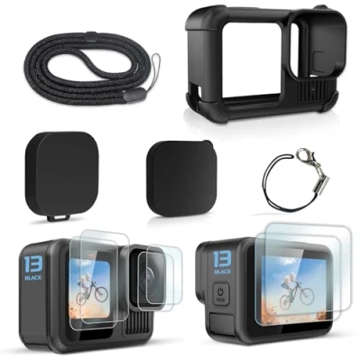 Abbildung von FiTSTILL Silikon Schutzhülle für Hero 13 Black, Objektivdeckel &amp; Displayschutz Lanyard Go pro Black Zubehör Kit
