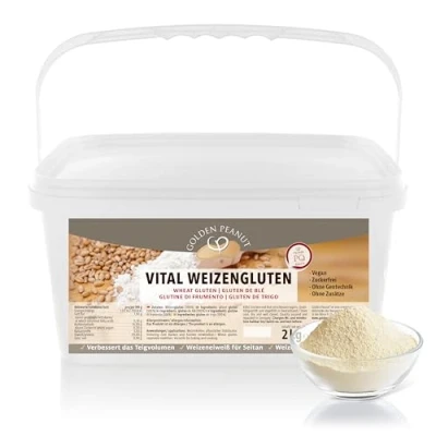 Abbildung von GOLDEN PEANUT Vital Weizengluten 2 kg natürliches Verdickungsmittel rein pflanzlich, Weizeneiweiß, Seitan, kalorienarme Speisestärke, Backen, Kochen