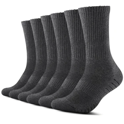 Abbildung von TUUHAW 6 Paar Socken Herren Damen Crew Sportsocken Wandersocken Trekkingsocken Baumwolle Atmungsaktiv Sneaker 43 46 39 42 35 38 47 50, Grau