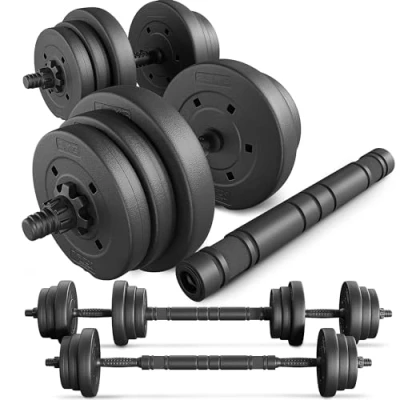 Abbildung von TREX SPORT Hanteln Set 2er Kurzhanteln &amp; Langhantel 20kg 40kg Hantelset Dumbbell mit Verbindungsrohr (2x10kg)